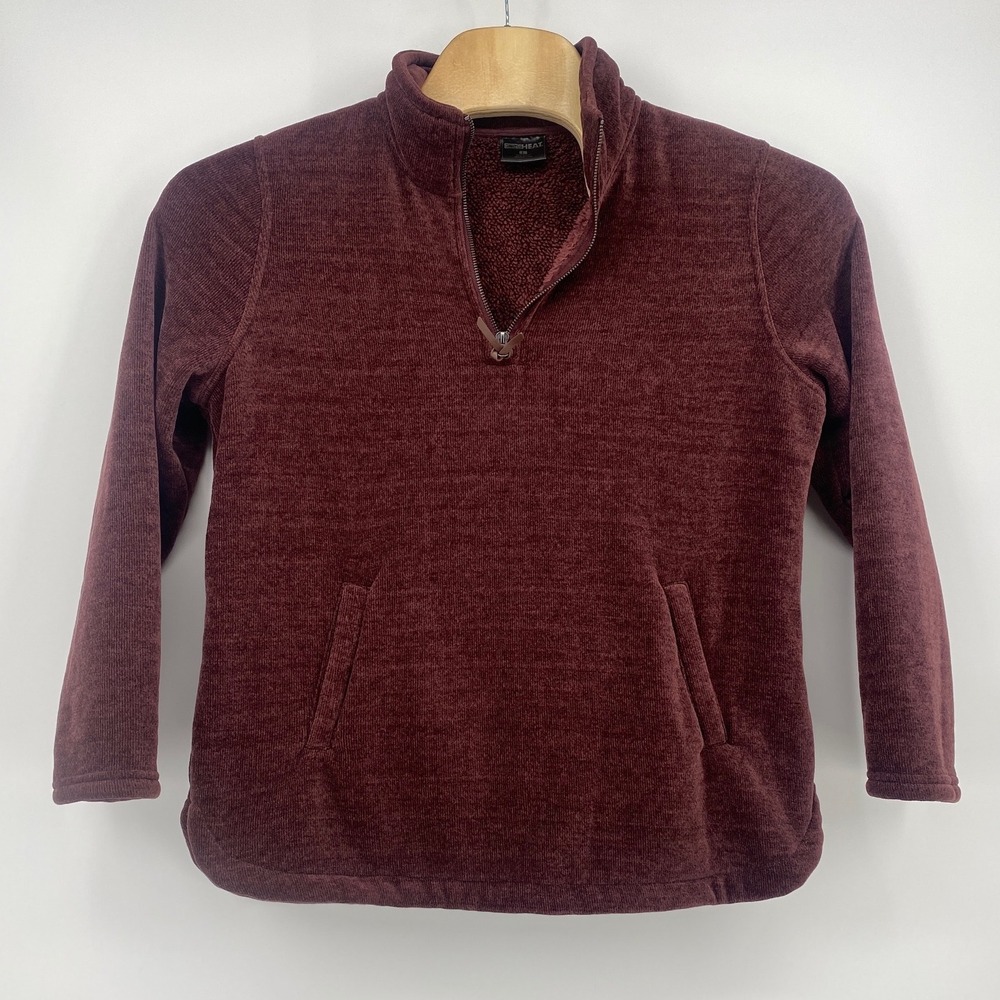 32 Degrees Heat Pullover Large Burgundy Sherpa Lined Quarter Zip Excellent